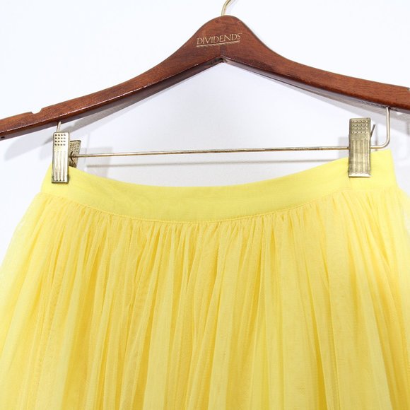ASOS Yellow Tulle Knee Length Skirt Size 2 - Picture 4 of 10